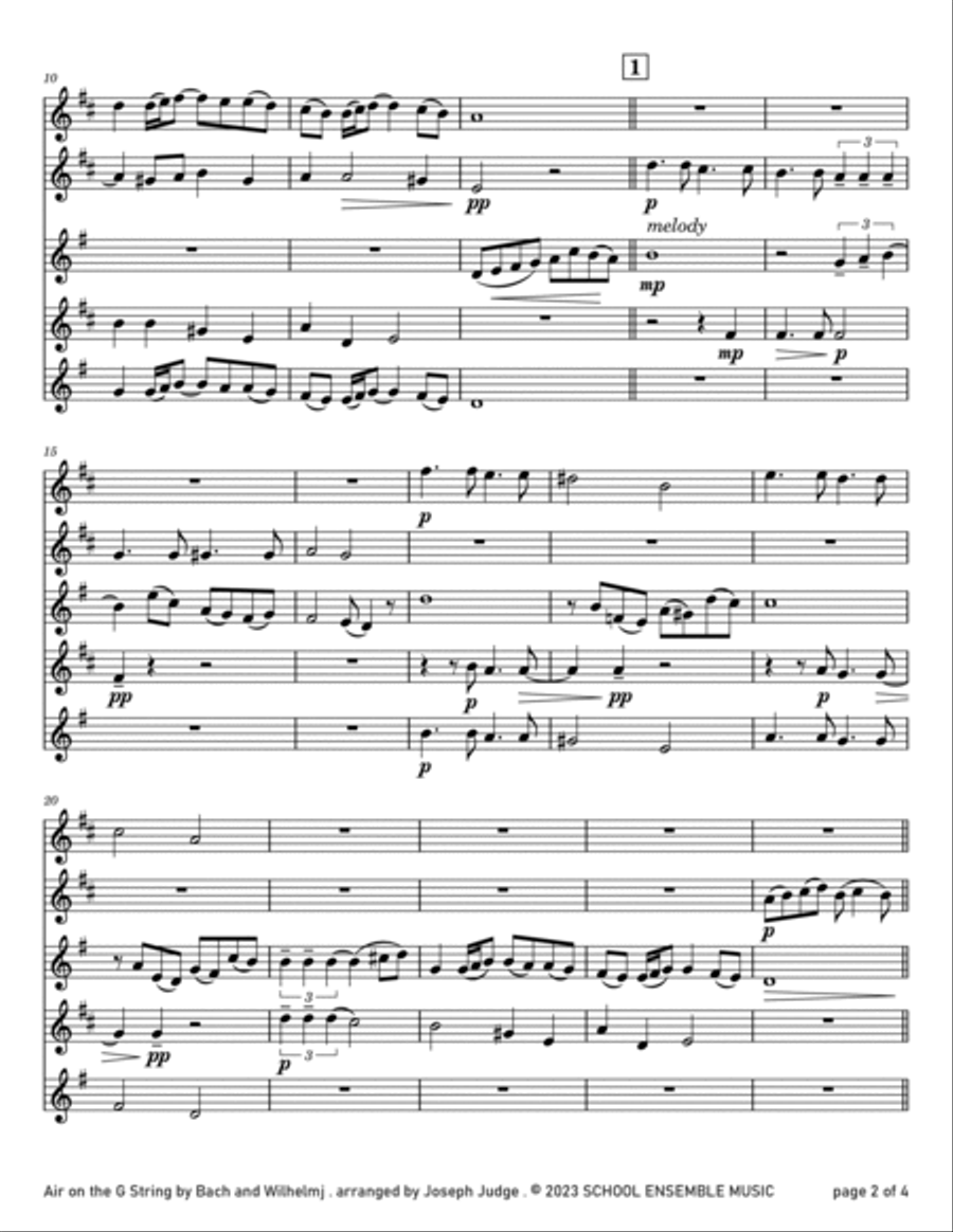 Air by Bach for Saxophone Quartet in Schools Saxophone Quartet scores gallery preview page 2
