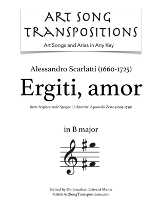 Book cover for SCARLATTI: Ergiti, amor (transposed to B major)