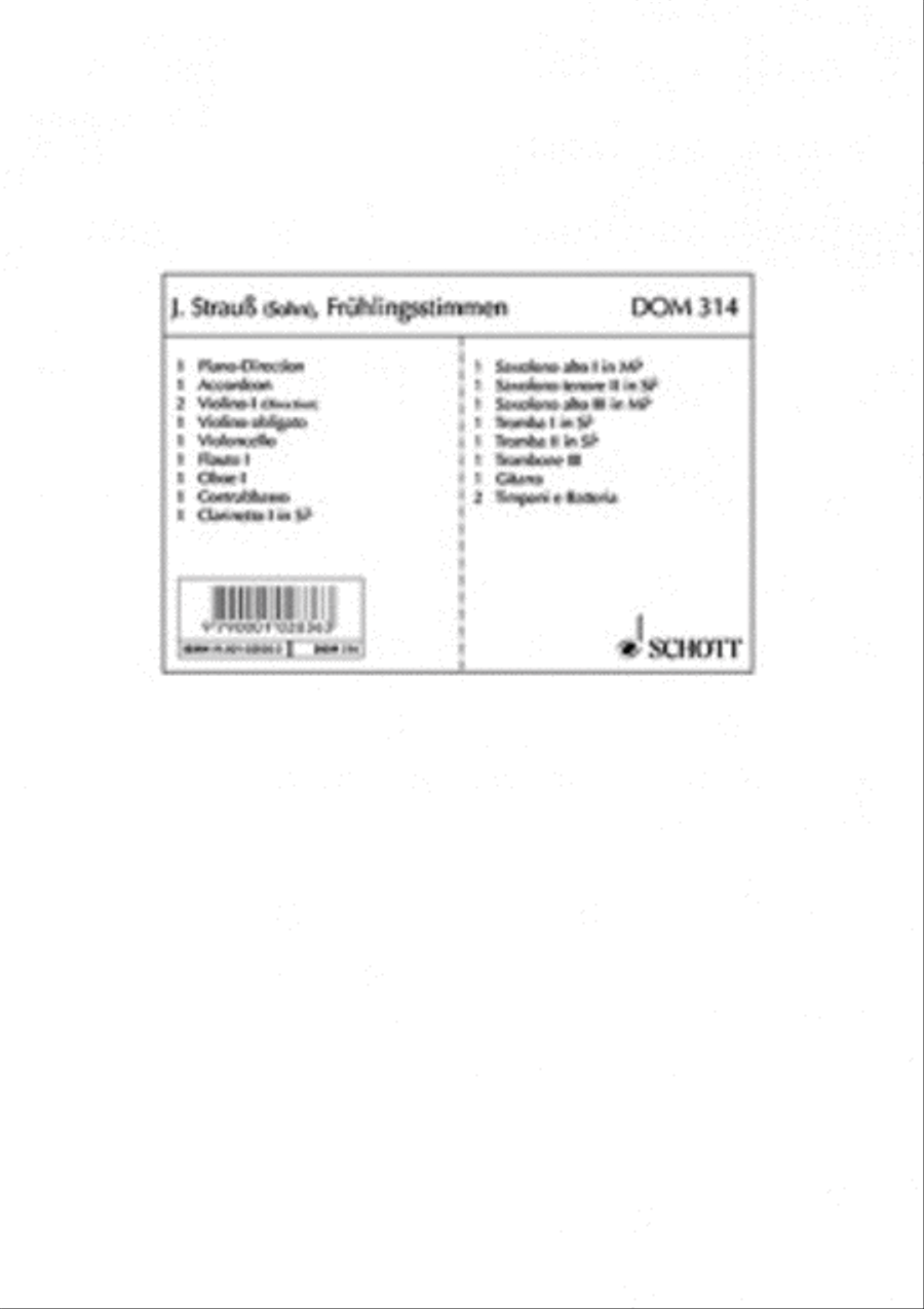 Strauss Fruelingsstimmen Op410 Chamber Orchestra scores gallery preview page 1