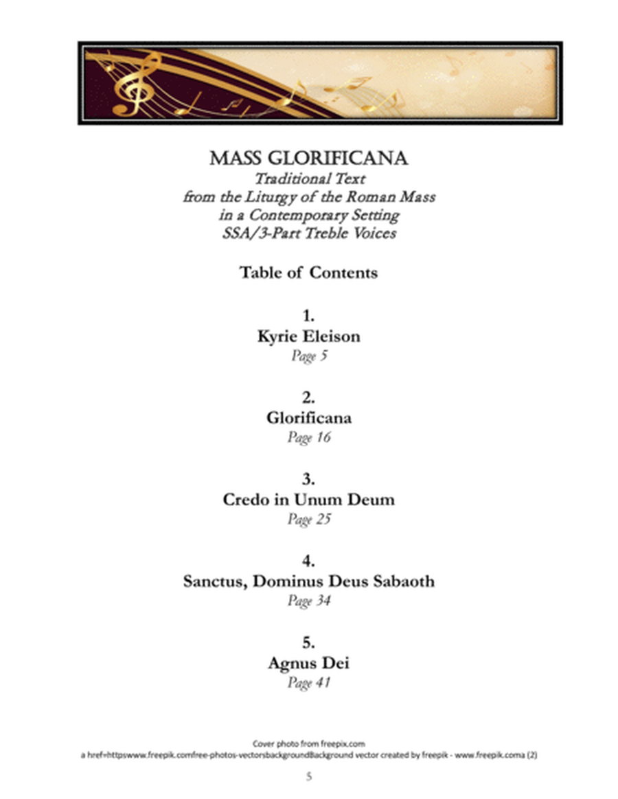 Mass Glorificana (Traditional Text from the Liturgy of the Roman Mass in a Contemporary Setting) SSA image number null