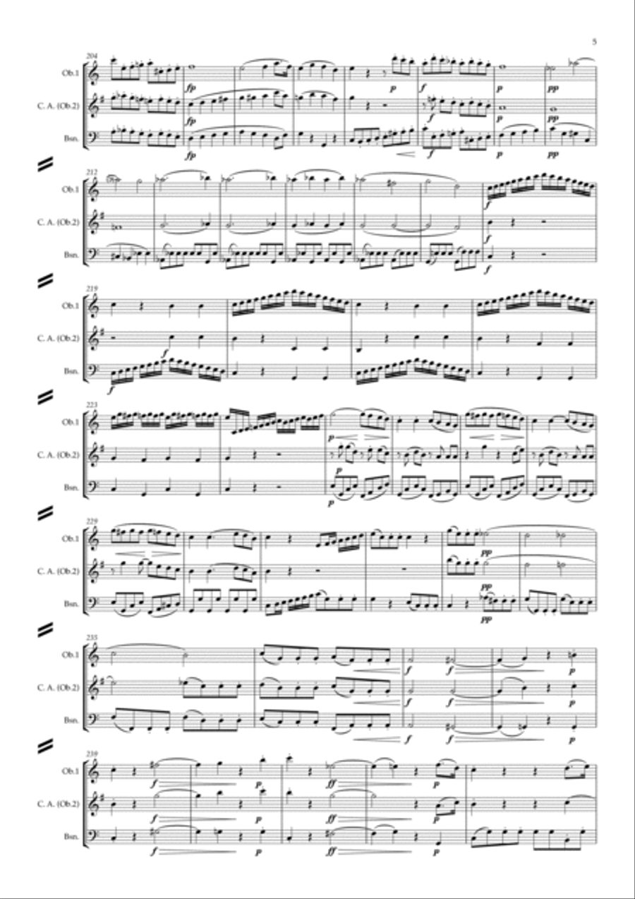Beethoven: Wind Trio in C Major Op.87 Mvt.I Allegro - double reed trio (Ob.,C.A.,Bsn.) Woodwind Ensemble scores gallery preview page 5