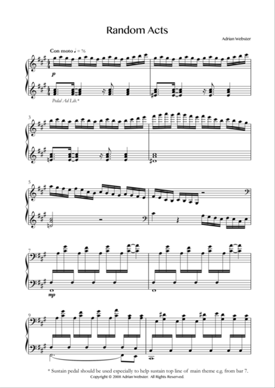 Random Acts - CrusaderBeach - Beautiful Dramatic Piano Solo Piano Solo scores gallery preview page 1