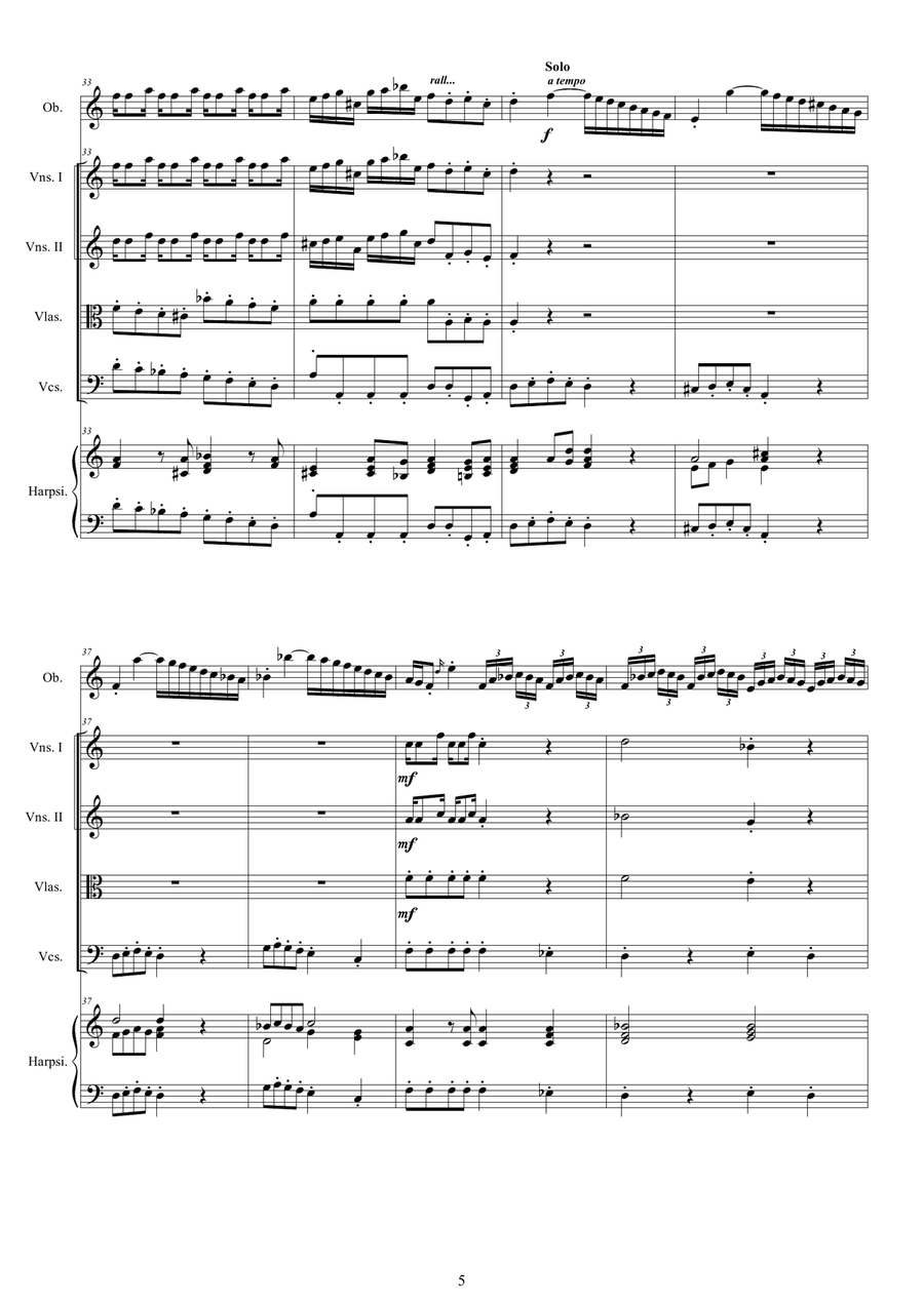 Vivaldi - Oboe Concerto in A minor RV 461 for Oboe, Strings and Continuo - Score and Parts Chamber Orchestra scores gallery preview page 5