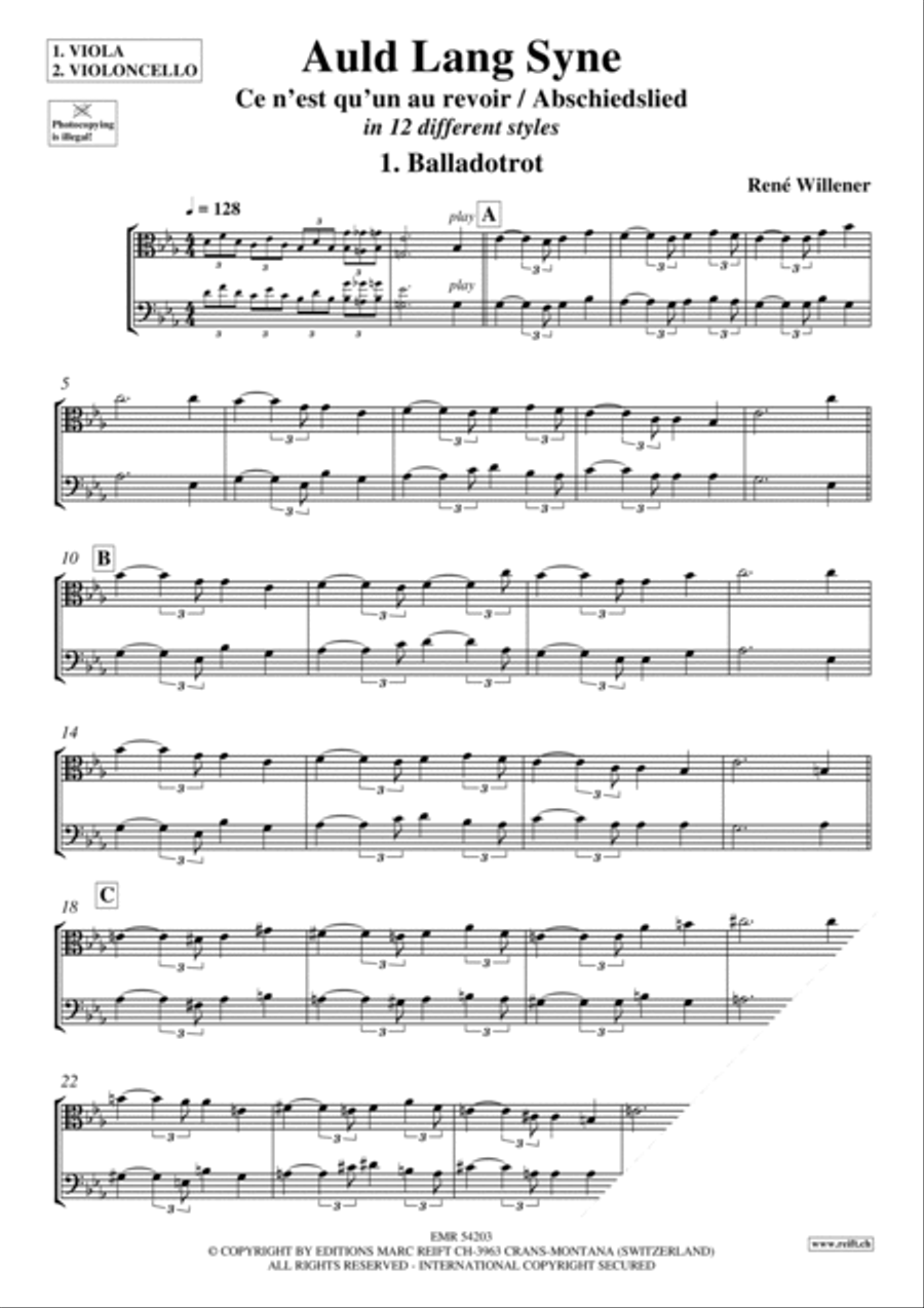 Auld Lang Syne Cello scores gallery preview page 3