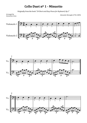 Cello Duet nº 1 – Minuetto (Originally from the book "24 Short and Easy Pieces for Keyboard, Op.1")
