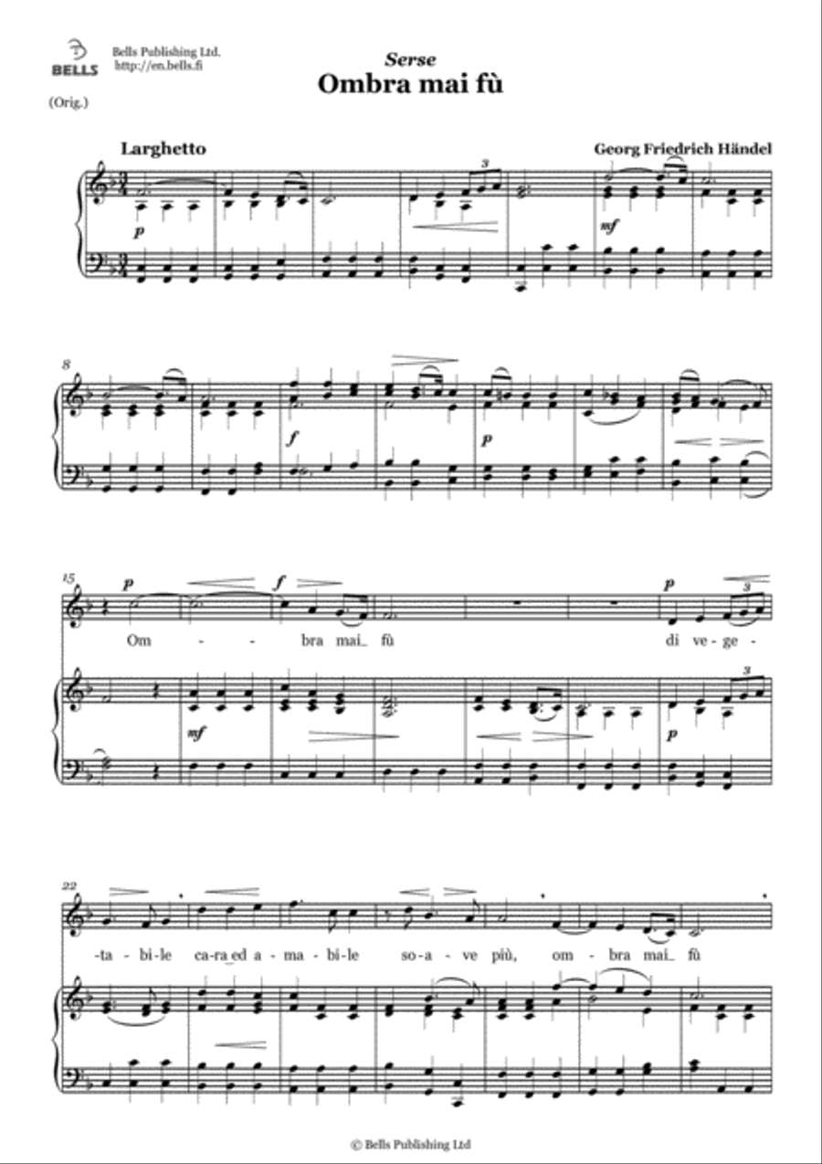 Ombra mai fu (Original key. F Major) Voice Solo scores gallery preview page 1
