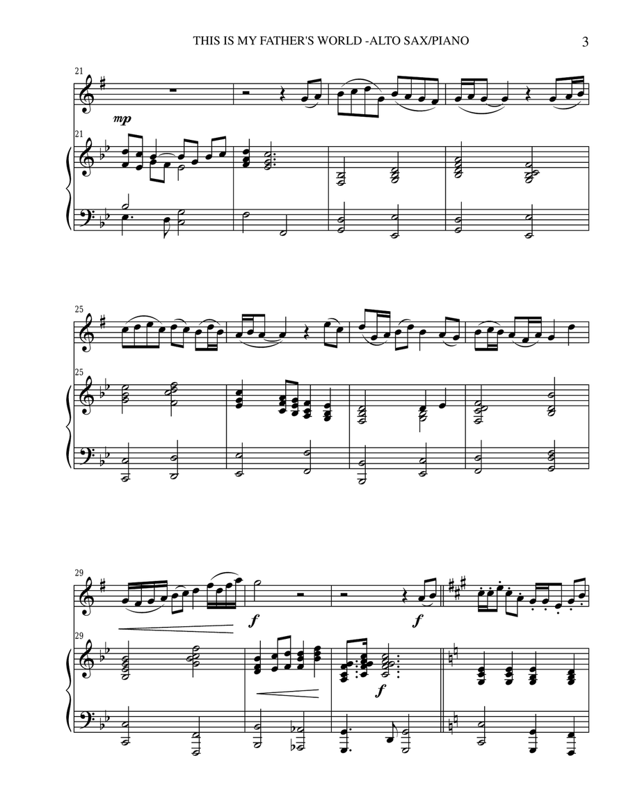 THREE HYMN ARRANGEMENTS for ALTO SAX and PIANO (Duet – Sax/Piano with Sax Part) image number null