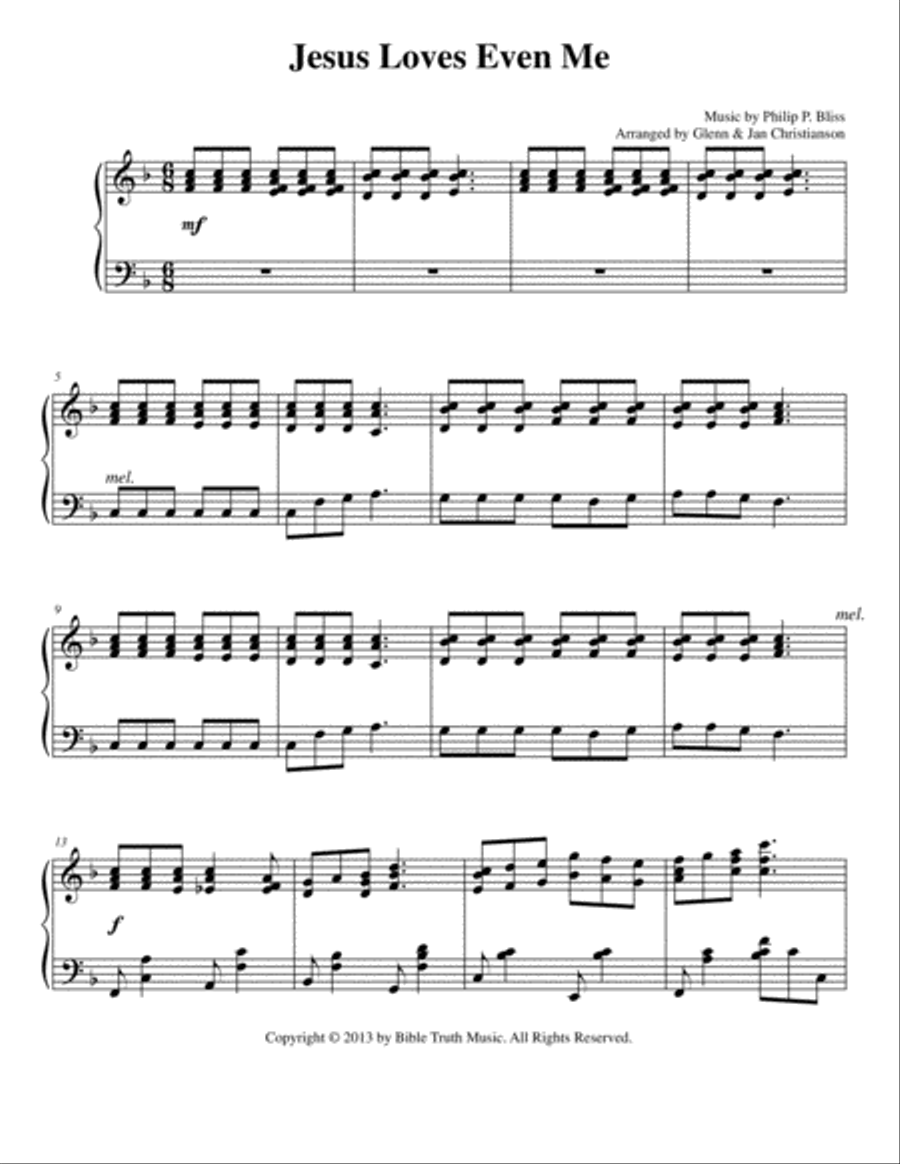Jesus Loves Even Me Jesus Loves Even Me Piano Solo scores gallery preview page 1