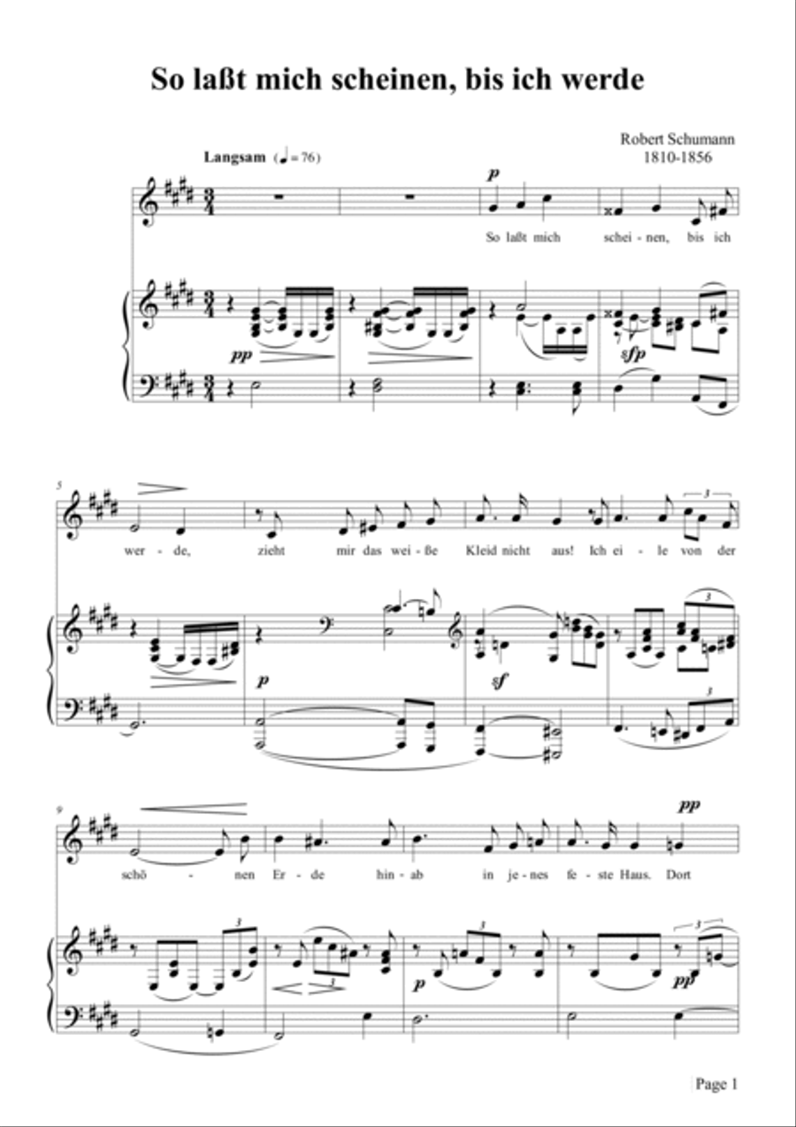 Schumann-So laßt mich scheinen,bis ich werde,Op.98a No.1 in E Major Voice scores gallery preview page 2