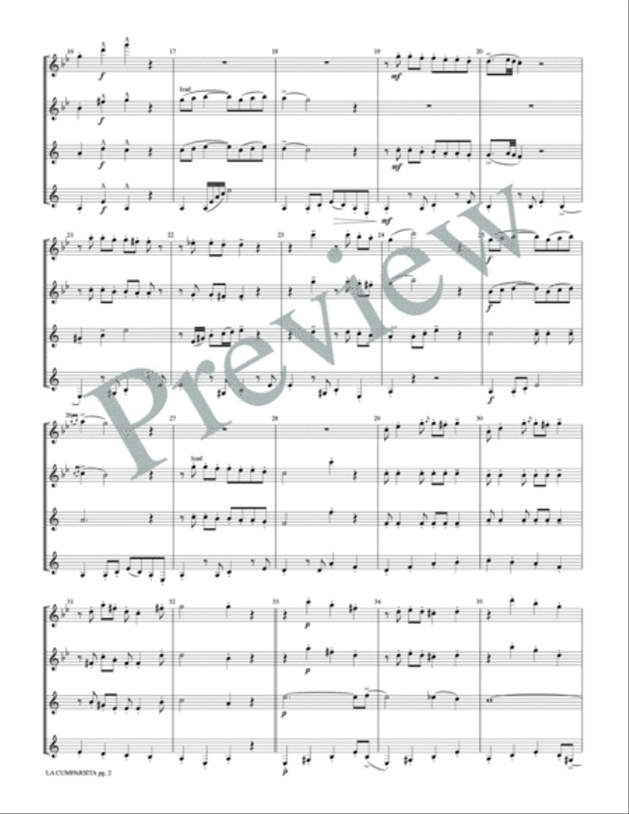 La Cumparsita Tango Woodwind Quartet scores gallery preview page 4