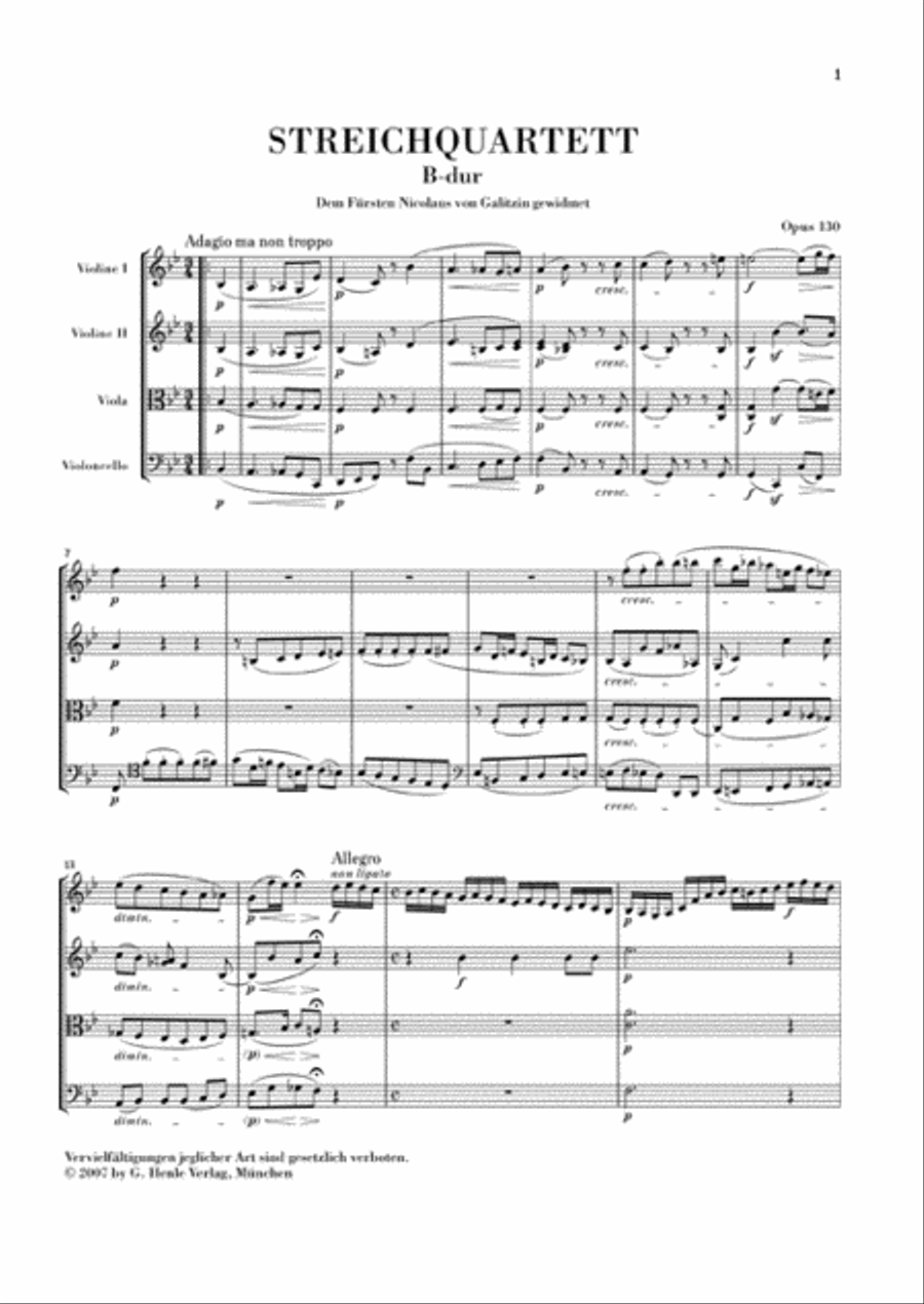 String Quartet in B-flat Major, Op. 130 and Great Fugue, Op. 133 String Quartet scores gallery preview page 2