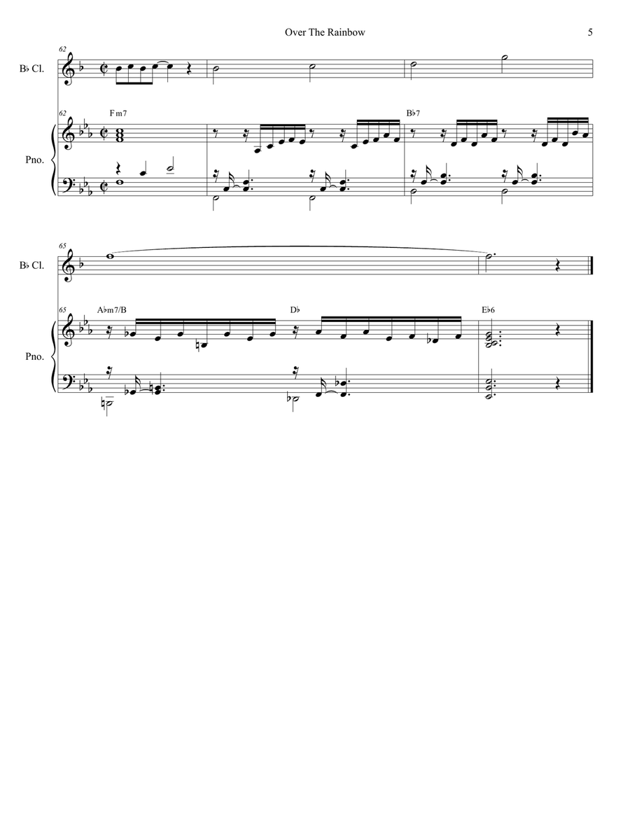 Over The Rainbow (from The Wizard Of Oz) Clarinet Solo scores gallery preview page 5