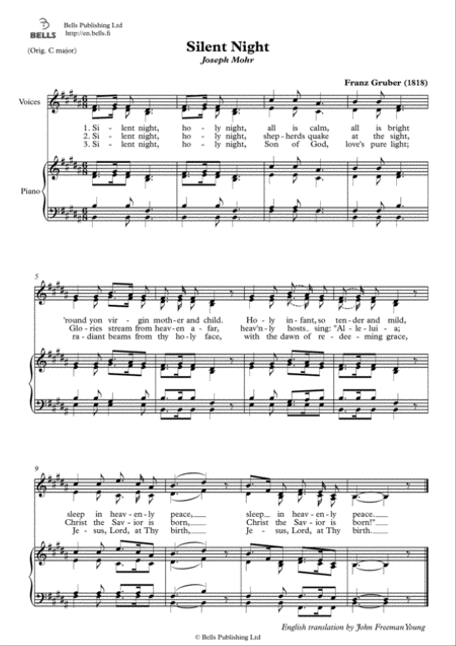 Silent night, holy night (Duet) (B Major) Piano Accompaniment scores gallery preview page 1