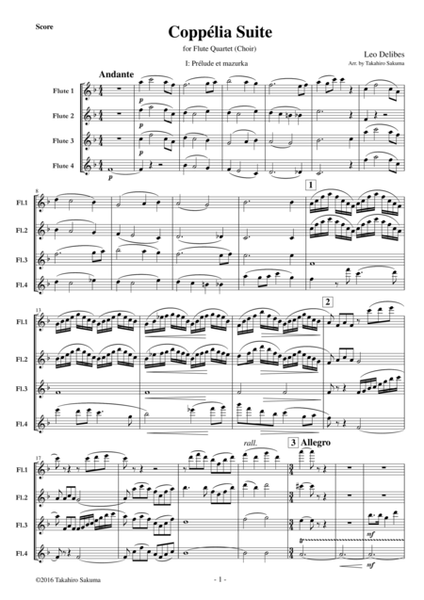 Coppelia Suite for Flute Quartet image number null