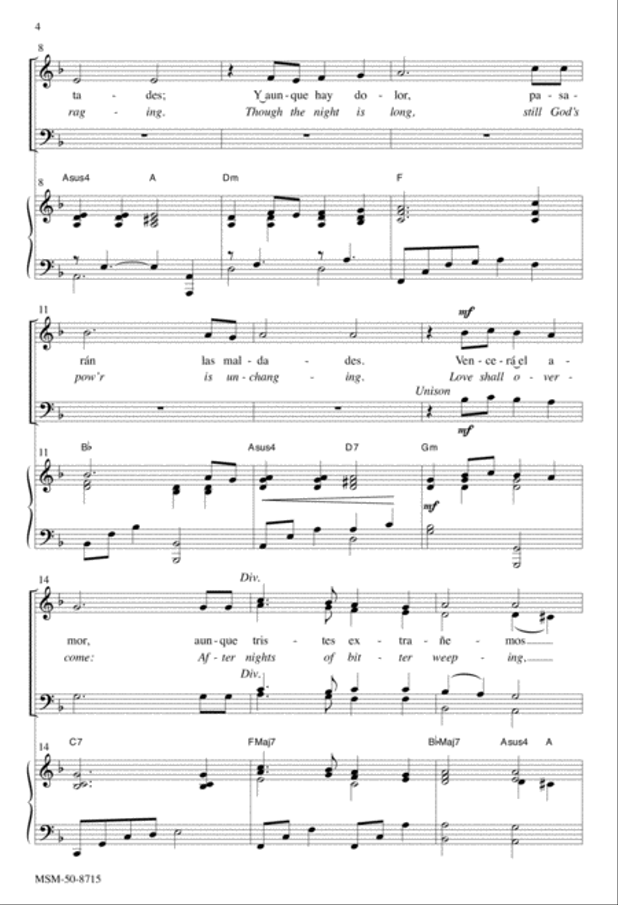Vencerá el amor (Love Shall Overcome) 4-Part scores gallery preview page 3