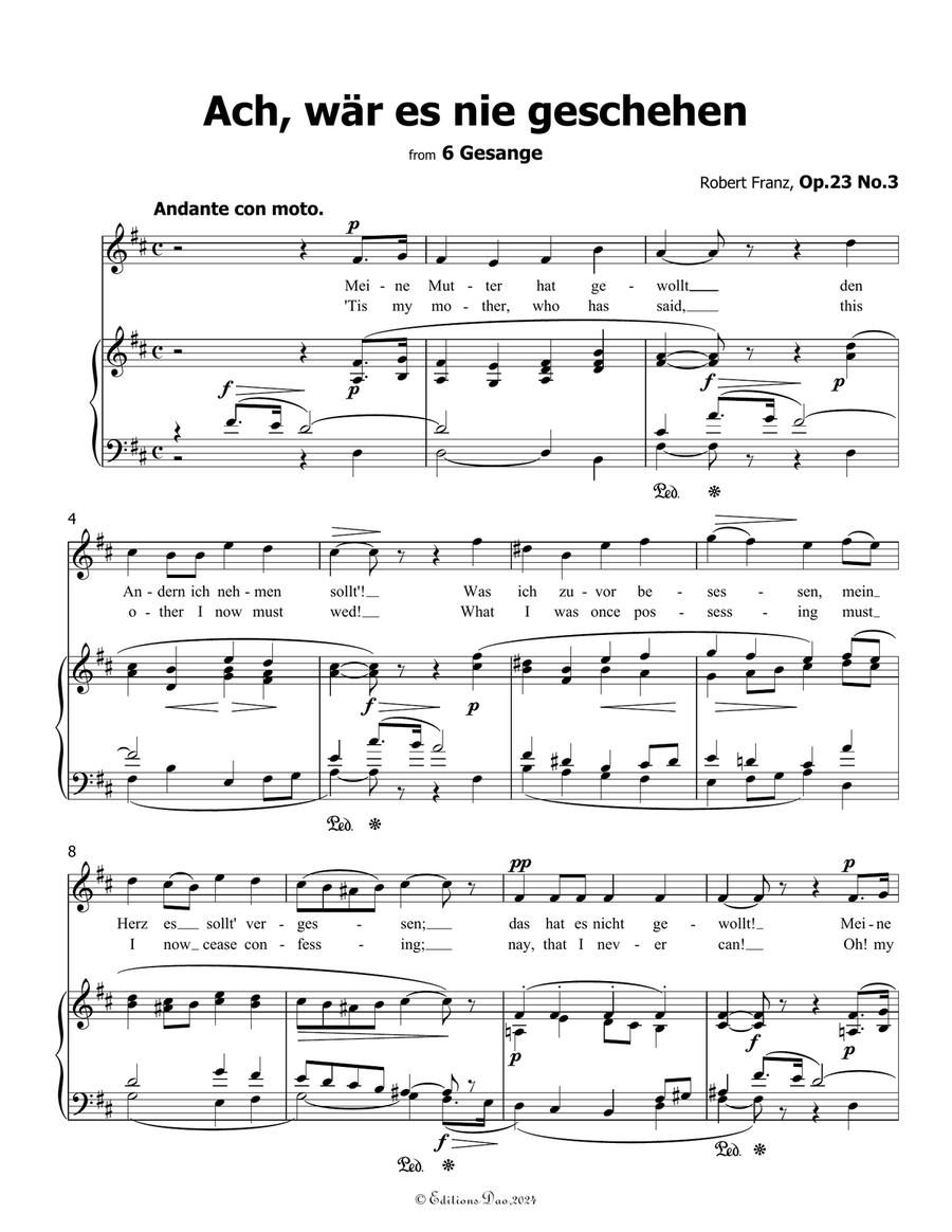 Ach, war es nie geschehen, by Robert Franz, in b minor Voice scores gallery preview page 3