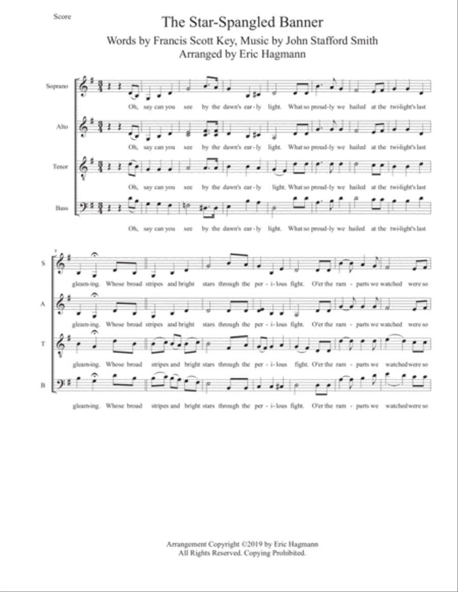 The Star Spangled Banner 4-Part scores gallery preview page 1