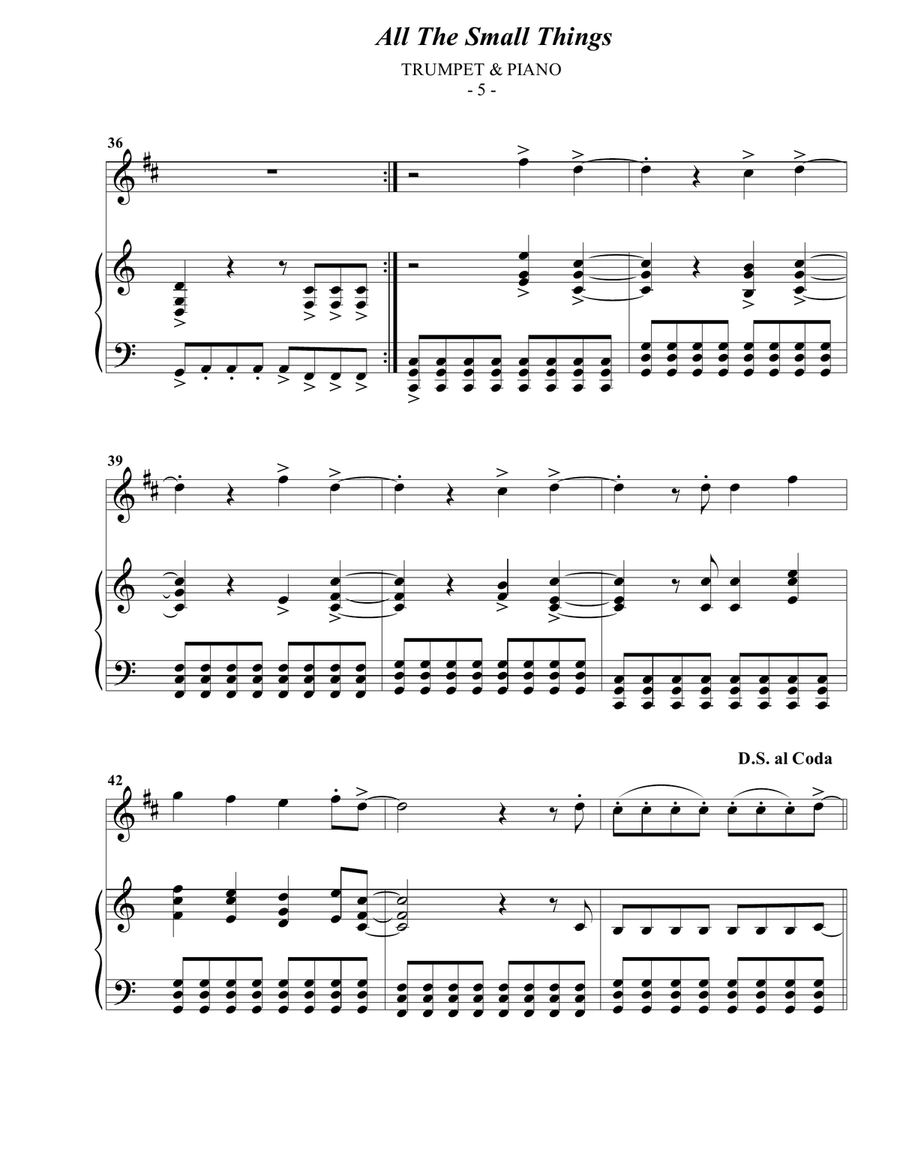 All The Small Things B-Flat Trumpet scores gallery preview page 5