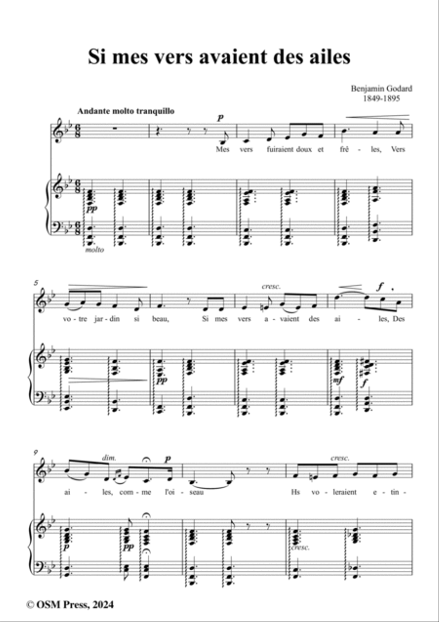 B. Godard-Si mes vers avaient des ailes(Could my songs their way be winging),in B flat Major Voice scores gallery preview page 2