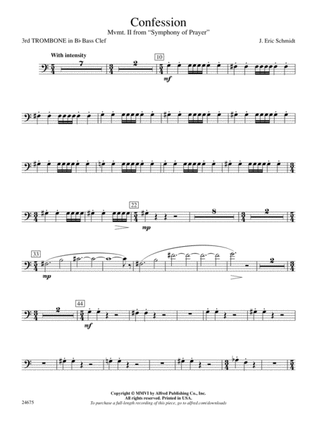 Confession (Movement 2 of Symphony of Prayer): (wp) 3rd B-flat Trombone B.C.