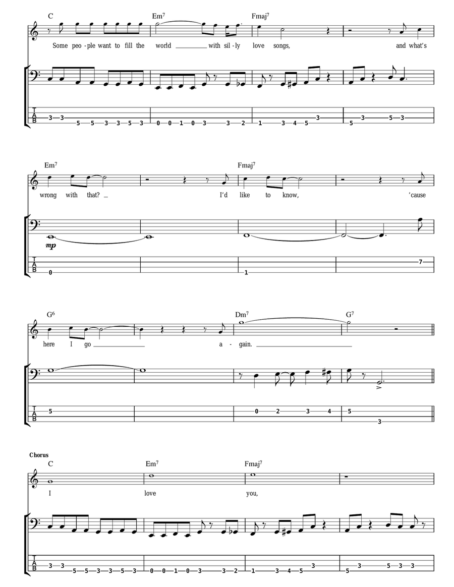Silly Love Songs Bass Guitar Tablature scores gallery preview page 2