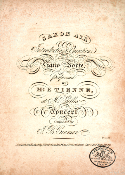 Saxon Air. Introduction & Variations for the Piano Forte