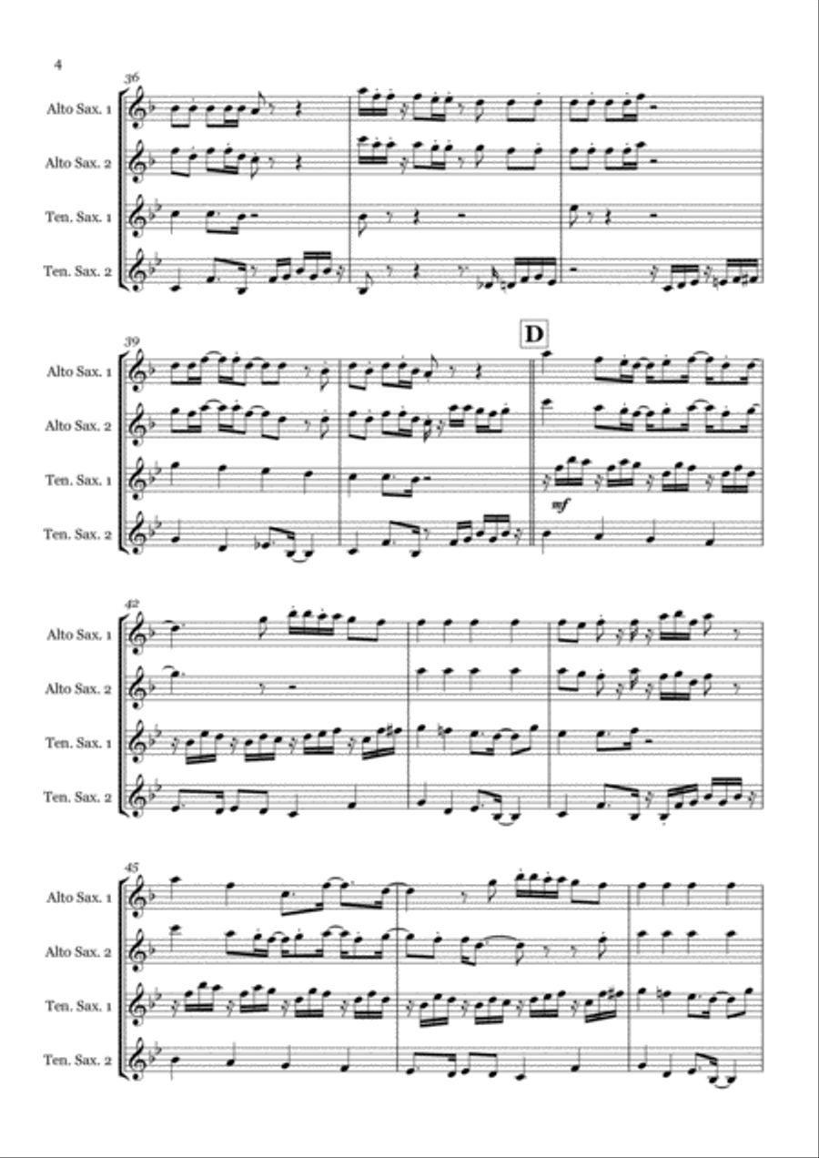 I Want You Back Saxophone Quartet scores gallery preview page 4