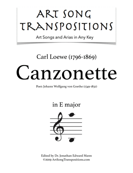 LOEWE: Canzonette (transposed to E major)