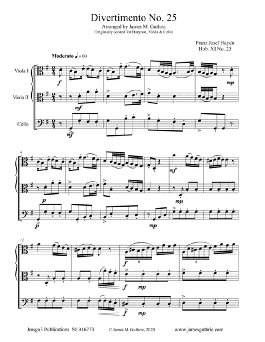 Haydn: Three Trios for 2 Violas & Cello image number null