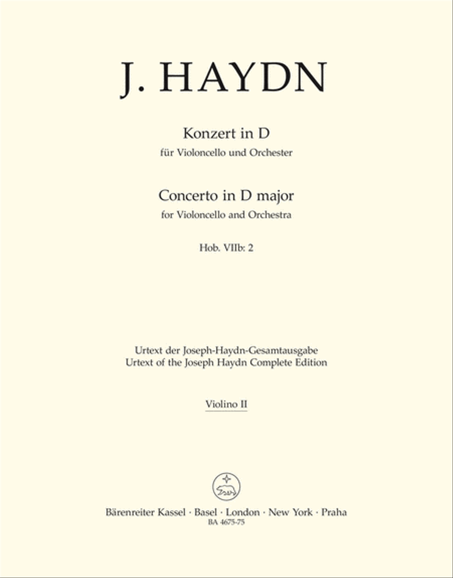 Concerto for Violoncello and Orchestra in D major Hob. VIIb:2 Violin scores gallery preview page 1
