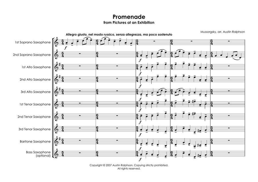 Promenade from ’Pictures’ - sax ensemble Woodwind Ensemble scores gallery preview page 5