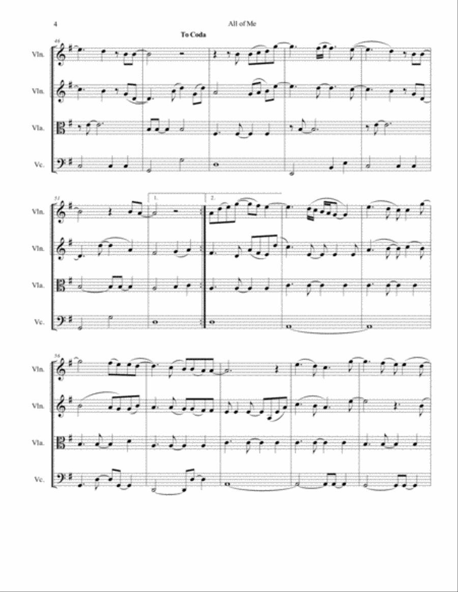 All Of Me String Quartet scores gallery preview page 5