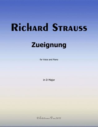 Book cover for Zueignung, by Richard Strauss, in D Major