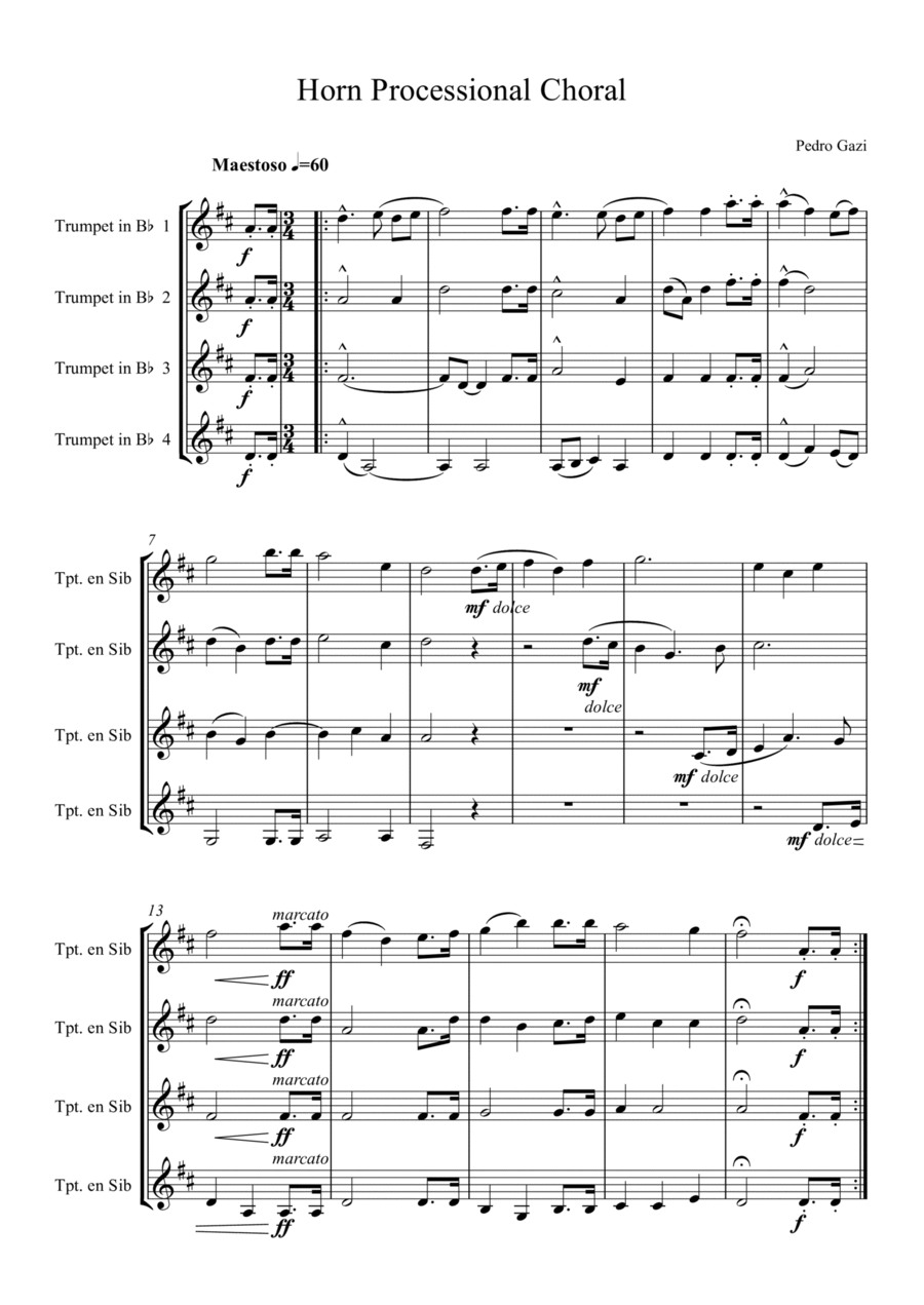 Horn Processional Choral Choir scores gallery preview page 1