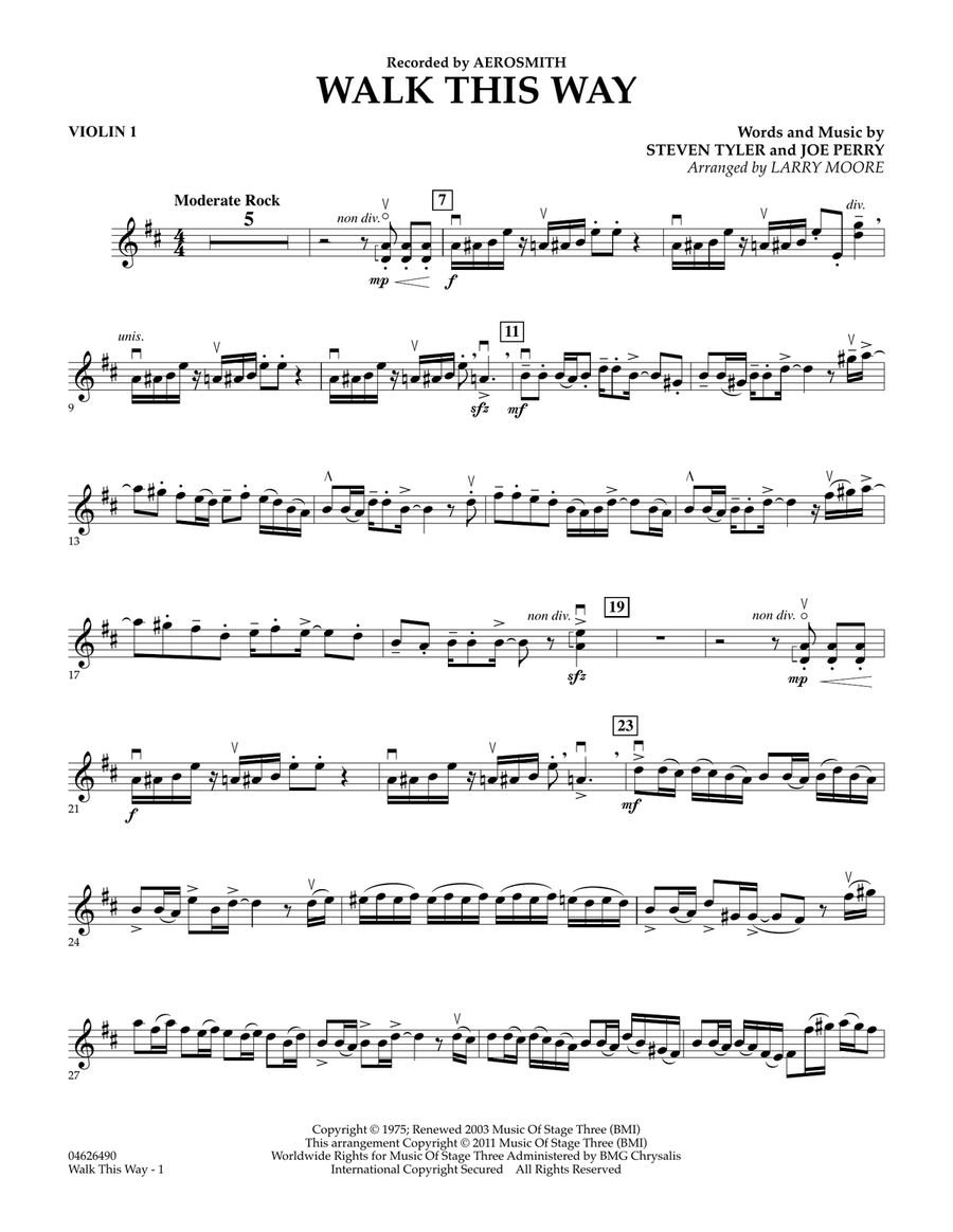 Walk This Way - Violin 1 Orchestra scores gallery preview page 1