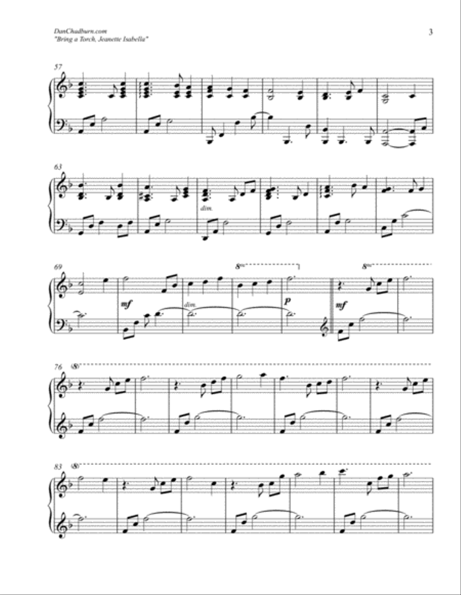 Bring a Torch, Jeanette Isabella Piano Solo scores gallery preview page 3