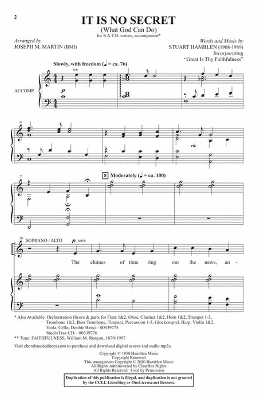 It Is No Secret (What God Can Do) 4-Part scores gallery preview page 3