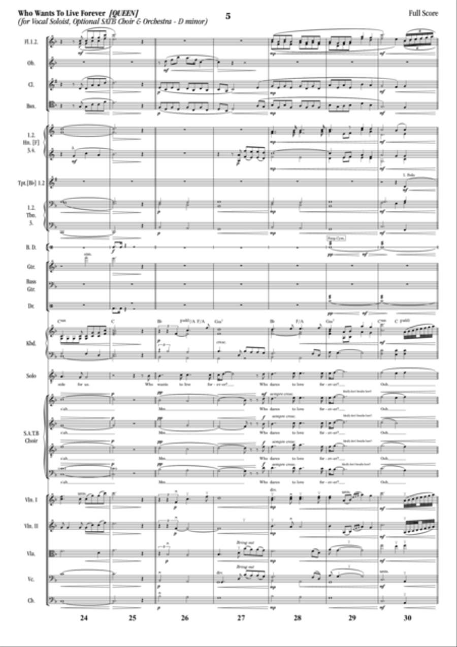 Who Wants To Live Forever Full Orchestra scores gallery preview page 5