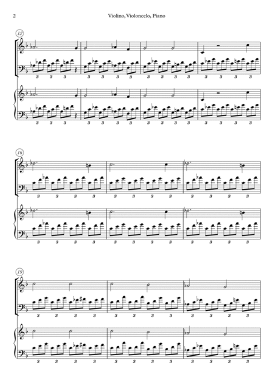 Moonlight Sonata (Easy Violin, Cello and Piano) Piano Trio scores gallery preview page 3