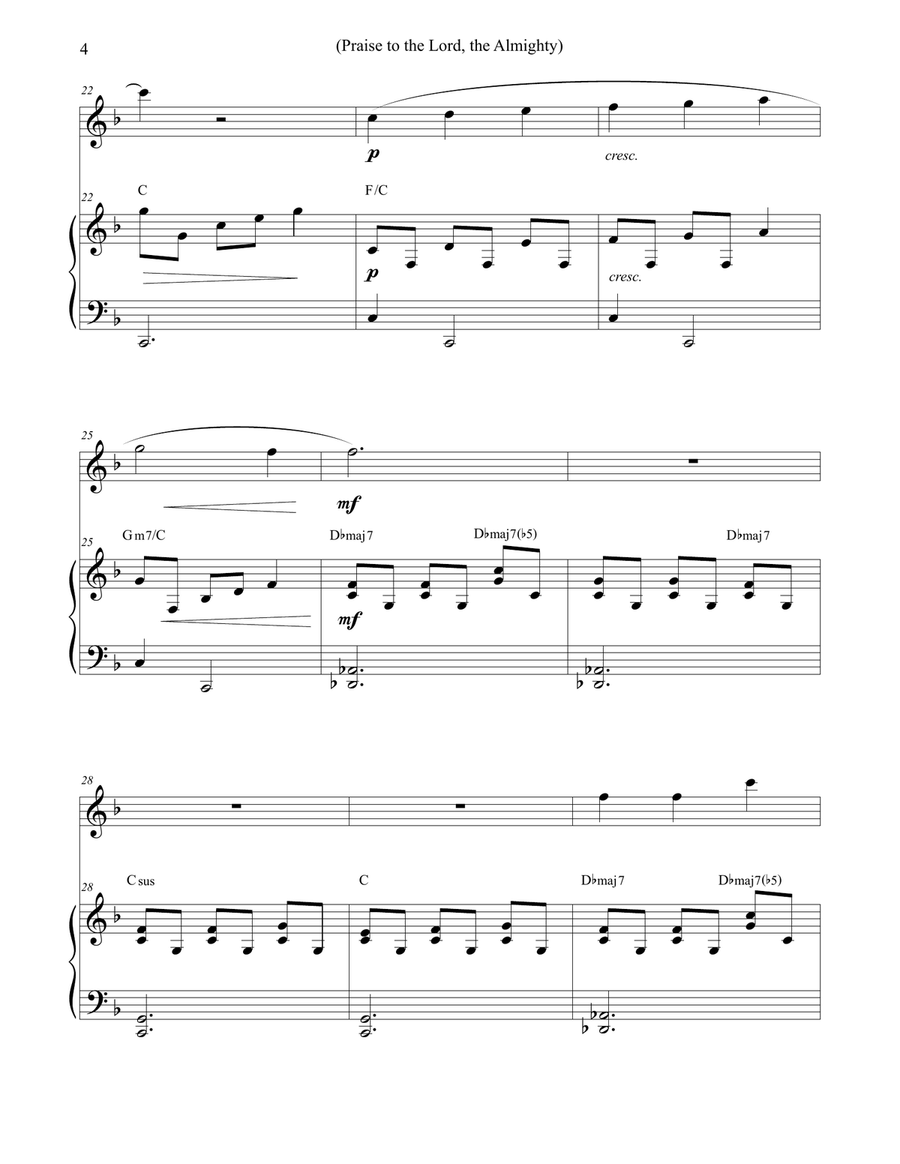Praise to the Lord, the Almighty - Flute & Piano Flute Solo scores gallery preview page 4
