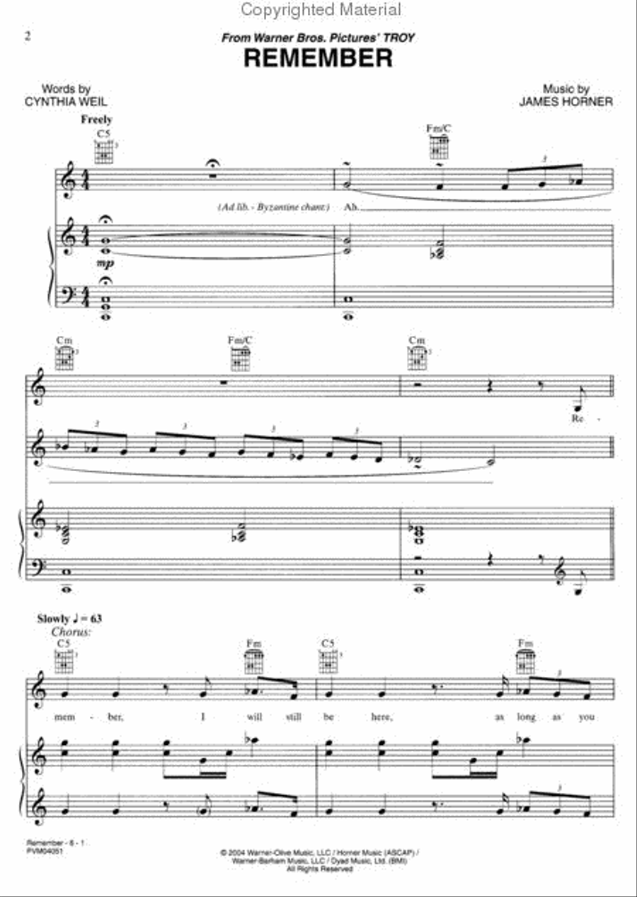 Remember (from Troy) Small Ensemble scores gallery preview page 2