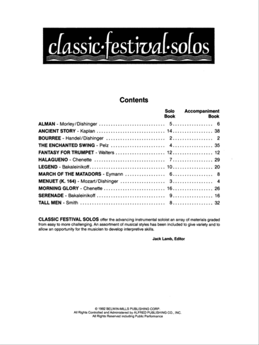 Classic Festival Solos (B-flat Trumpet), Volume 1