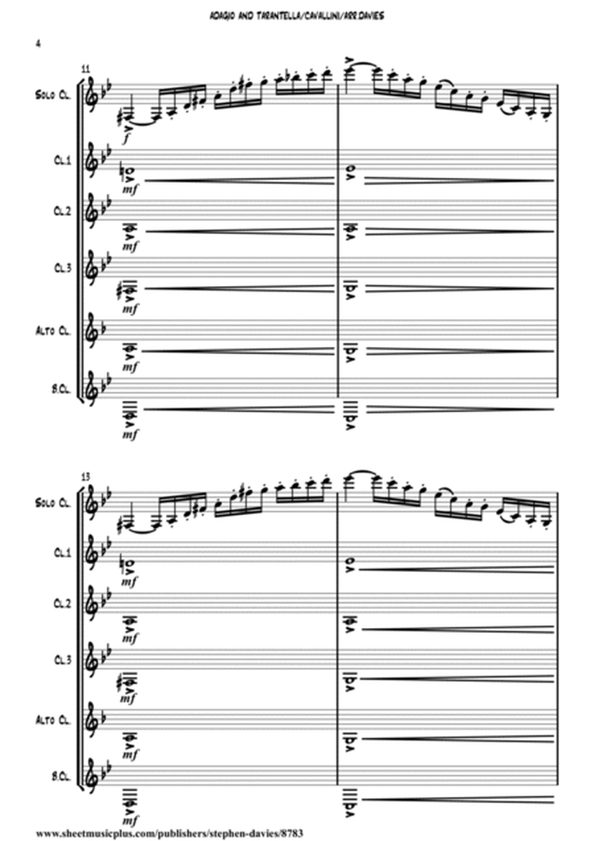 'Adagio And Tarantella' by Ernesto Cavallini for Solo Clarinet & Clarinet Quintet. image number null