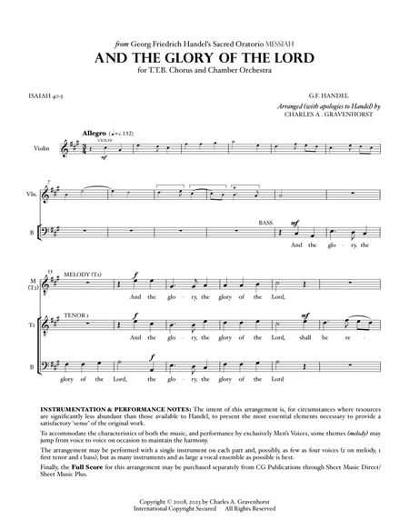 And The Glory Of The Lord (from “MESSIAH”) for Men’s Chorus (TTB) – VOCAL PARTS image number null