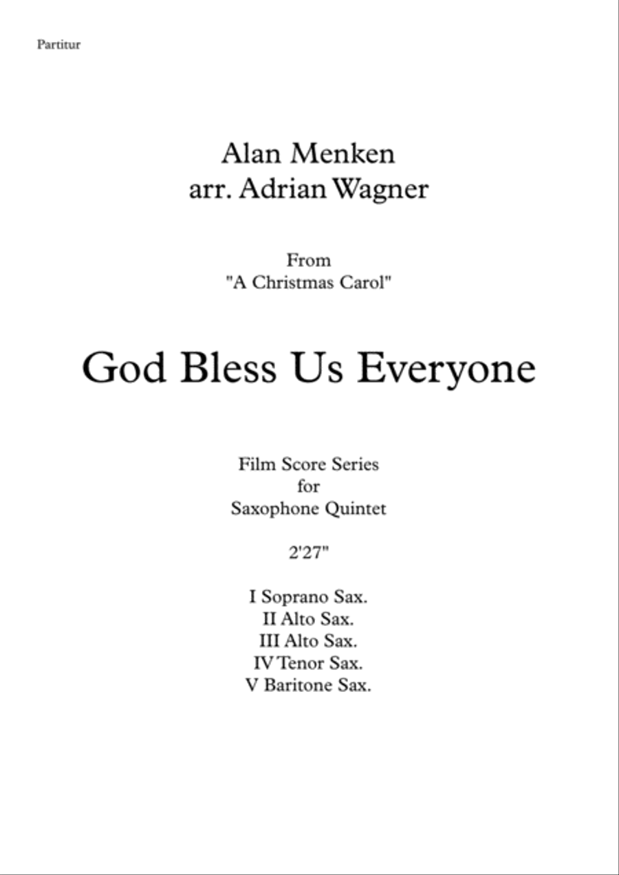 God Bless Us Everyone Saxophone Quintet scores gallery preview page 2