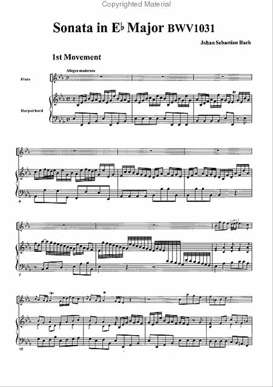 Sonata in E-flat Major, BWV1031 Flute scores gallery preview page 3