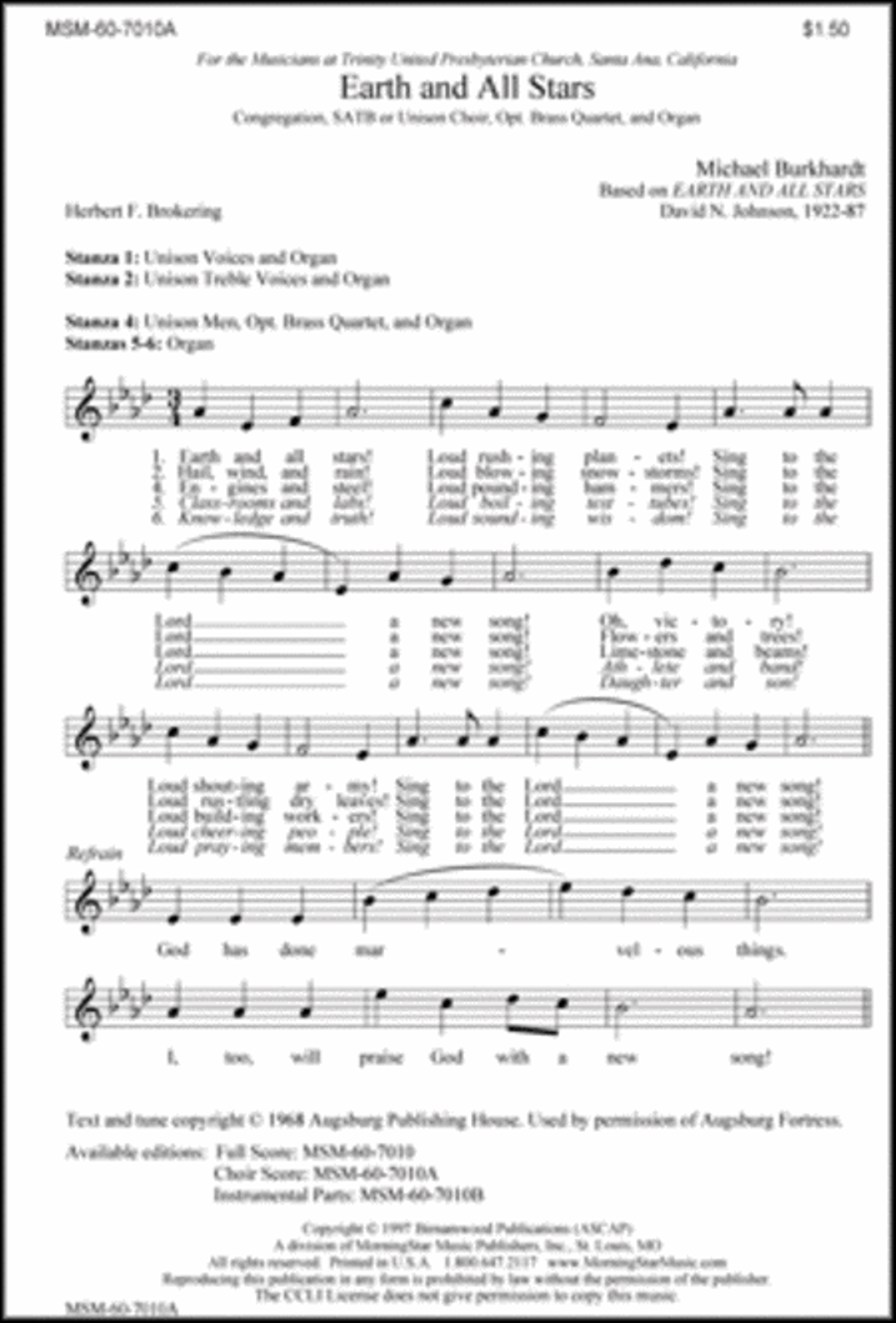 Earth and All Stars (Choral Score)