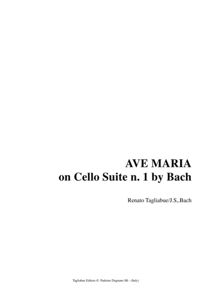 AVE MARIA - Tagliabue - on Cello Suite n. 1 by Bach - With Cello Part image number null