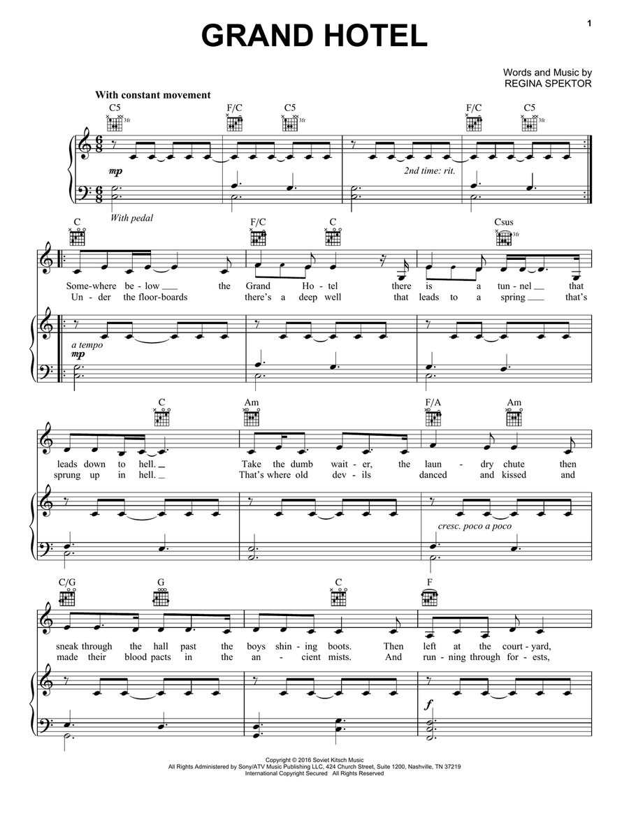 Grand Hotel Voice scores gallery preview page 1