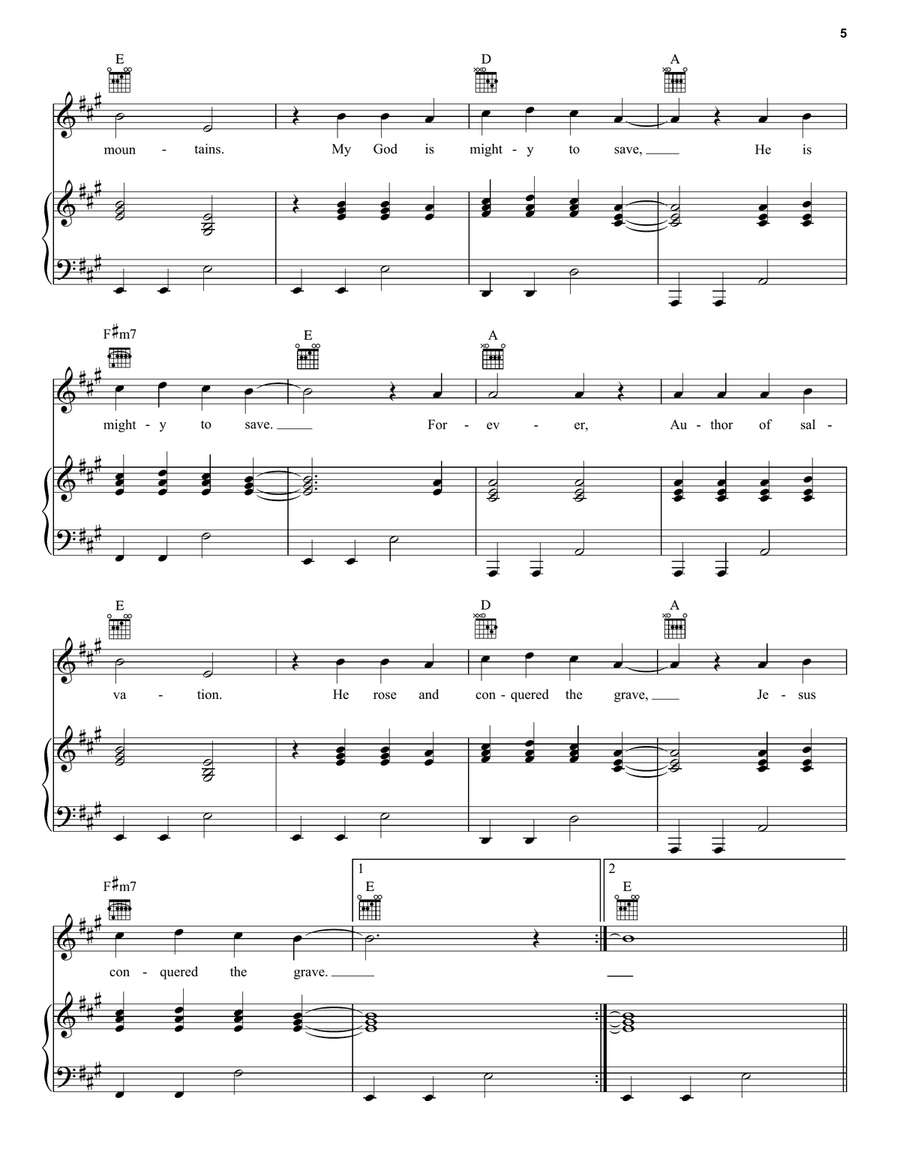 Mighty To Save Guitar scores gallery preview page 5